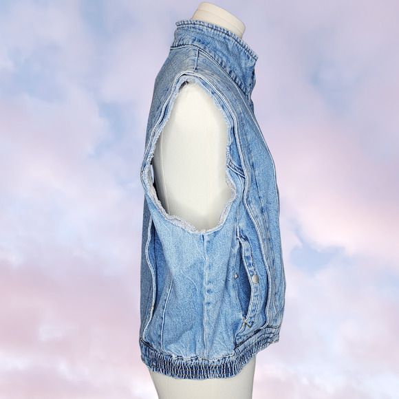 Blank NYC Light Blue Wash Zip Up Denim Collared Grunge Vest With Pockets Sz XS - Picture 4 of 6